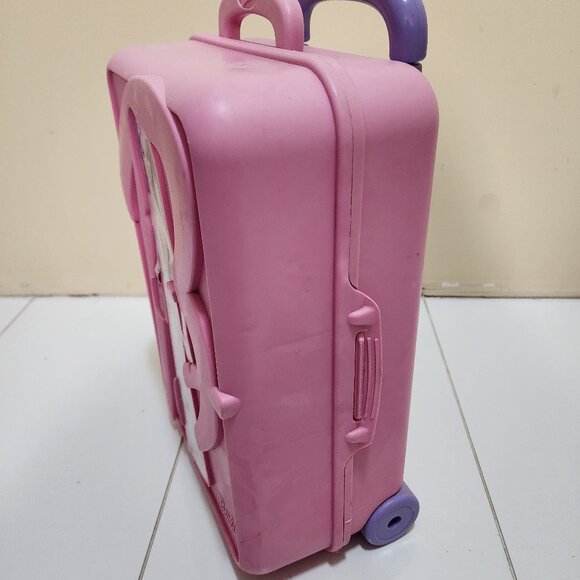 Barbie Rolling Doll Suitcase Storage Case 2001 Pull Handle Travel Trunk - Picture 4 of 8